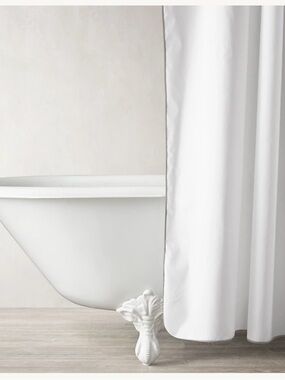 Restoration Hardware RH White Cotton graphite, gray Sateen Shower Curtain nwt